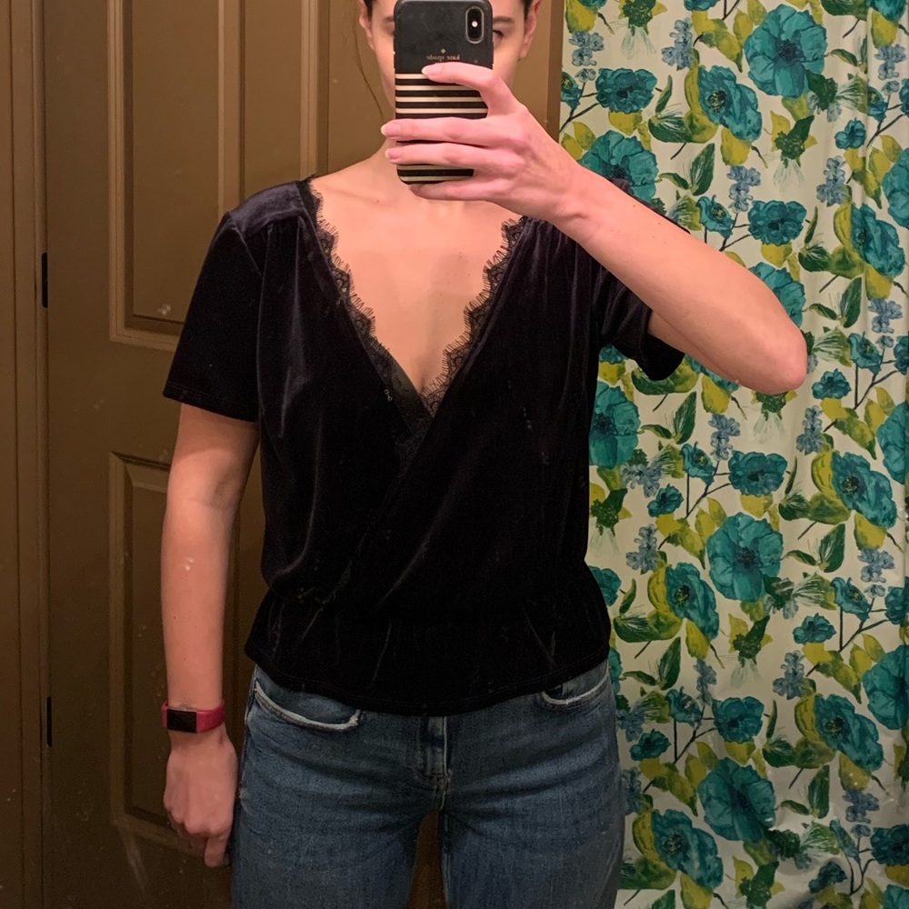 A&F Velvet V-Neck Top